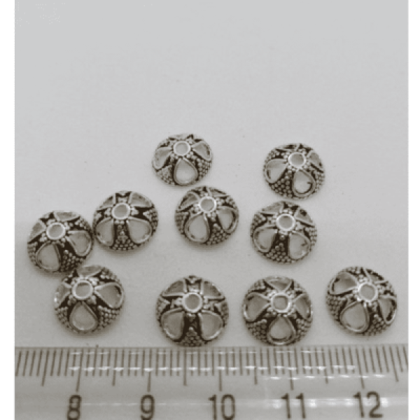 925 Ayar Gümüş Telkari Desenli Boncuk Kapağı – 1 Adet