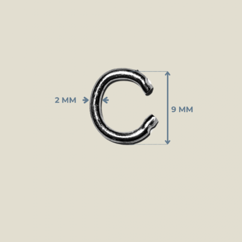 9 mm × 2 mm C Bağlantı Halkası – Metal Renk | SERRAADA