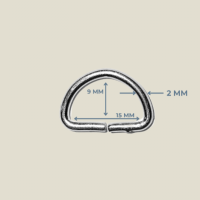 1.5 cm x 2 mm Metal Renk D Halka (15 mm) - Çanta ve Hobi Aksesuarı