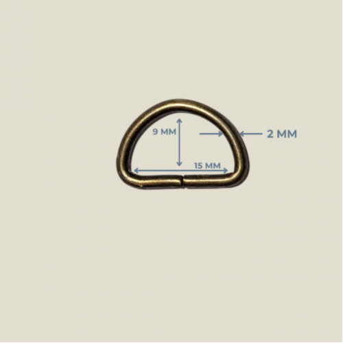 Metal D Halka (1.5 cm x 2 mm) – Antik Sarı Renk