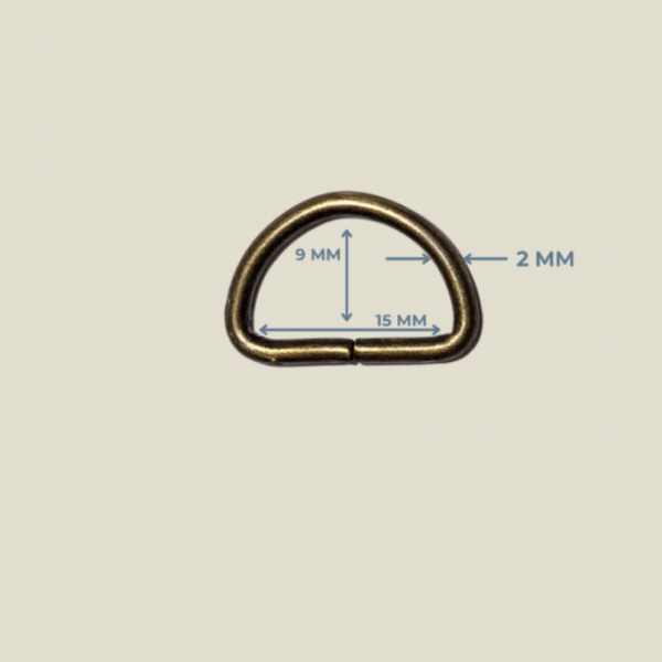 Metal D Halka (1.5 cm x 2 mm) – Antik Sarı Renk