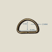 1.5 cm x 2 mm Antik Sarı D Halka (15 mm) - Çanta ve Hobi Aksesuarı