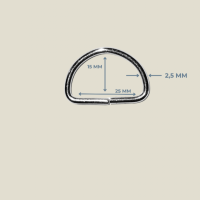 2.5 cm x 2.5 mm Metal Renk D Halka (25 mm) - Çanta ve Hobi Aksesuarı