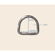 20 mm x 20 mm x 3 mm Metal Renk D Halka | Takı ve Aksesuar Malzemeleri