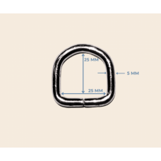 25 mm x 25 mm x 5 mm Metal Renk D Halka | Takı ve Aksesuar Malzemeleri