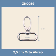 2,5 cm Orta Akrep Kanca Nikel - Metal Çanta ve Anahtarlık Aparatı