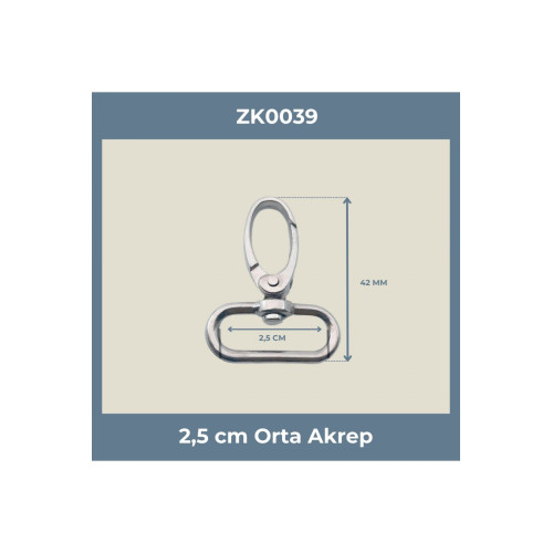 2,5 CM Orta Akrep Kanca Nikel – Metal Anahtarlık ve Çanta Askı Aparatı (Min. 50 Adet)