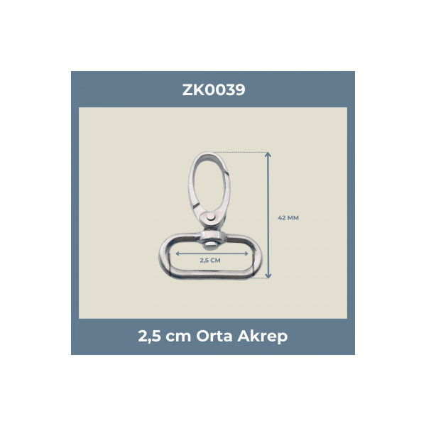 2,5 CM Orta Akrep Kanca Nikel – Metal Anahtarlık ve Çanta Askı Aparatı (Min. 50 Adet)