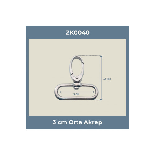 3 CM Orta Akrep Kanca Nikel – Metal Anahtarlık ve Çanta Askı Aparatı (Min. 50 Adet)
