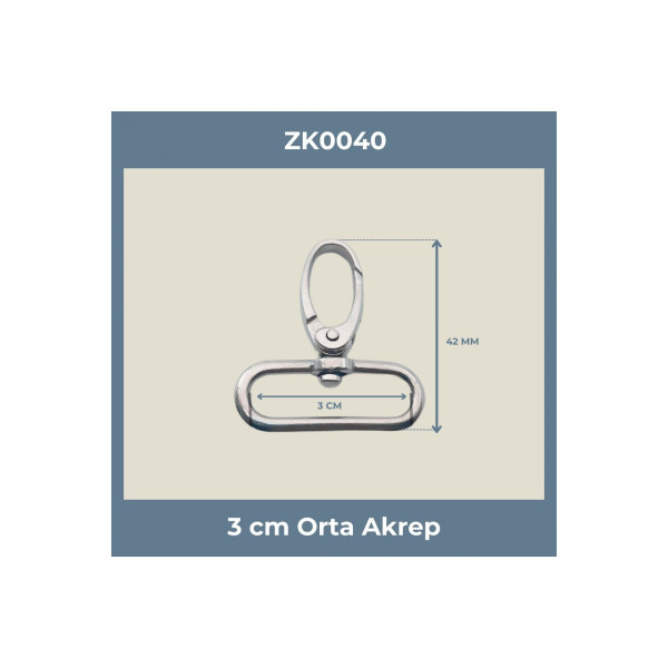 3 CM Orta Akrep Kanca Nikel – Metal Anahtarlık ve Çanta Askı Aparatı (Min. 50 Adet)