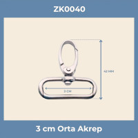 3 cm Orta Akrep Kanca Nikel - Metal Çanta ve Anahtarlık Aparatı