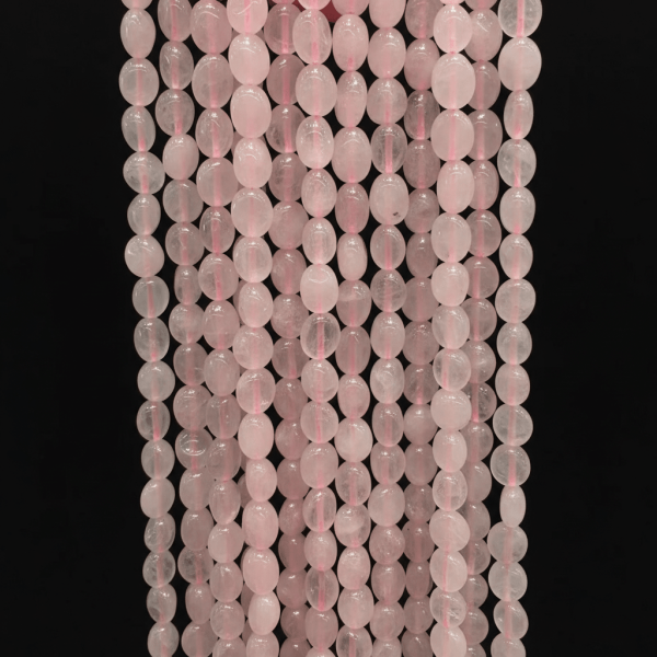 Amorf Doğal Pembe Kuvars Taşı Dizi – 35 cm Doğal Taş