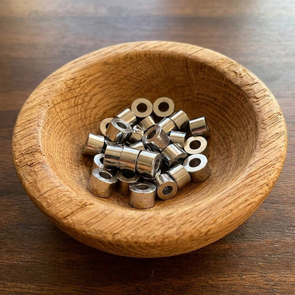 Gümüş Kaplama Silindir Ara Malzeme Metal Boncuk - 5x2,5 mm