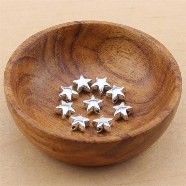 Rodyum Gümüş Kaplama Metal Yıldız Takı ve Boncuk Aparatı - 6 mm