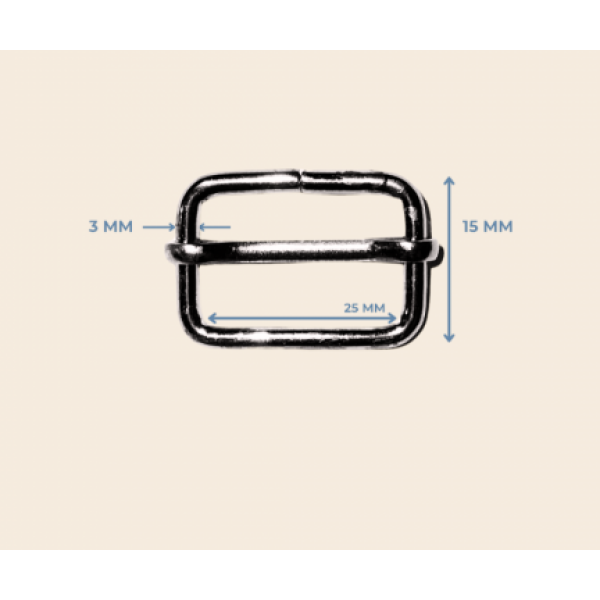 25 mm x 15 mm x 3 mm Ayar Tokası | Sürgü Model | Metal Renk 25 mm x 15 mm x 3 mm Ayar Tokası | Sürgü Model | Metal Renk
