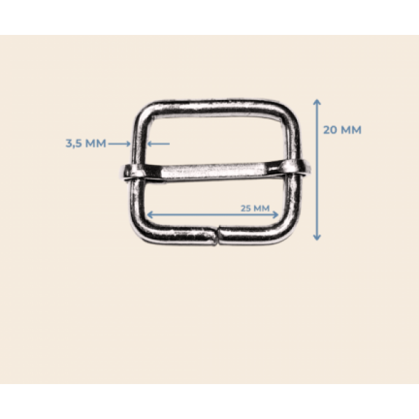 25 mm x 20 mm x 3,5 mm Ayar Tokası | Sürgü Model | Metal Renk