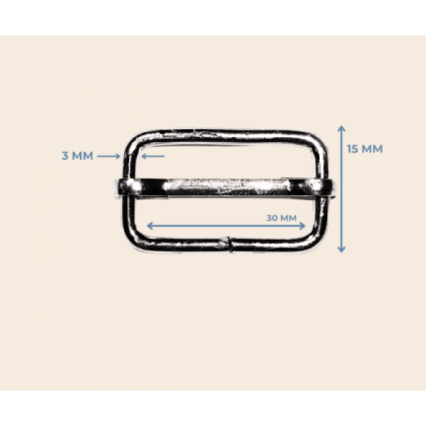 30 mm x 15 mm x 3 mm Ayar Tokası | Sürgü Model | Metal Renk 30 mm x 15 mm x 3 mm Ayar Tokası | Sürgü Model | Metal Renk