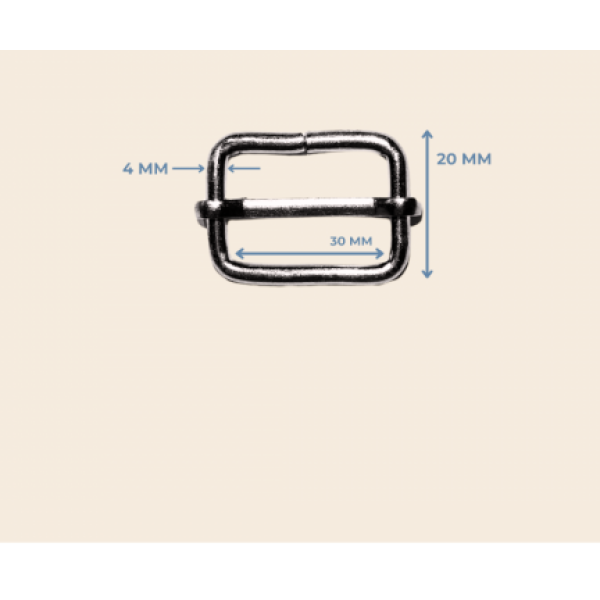 30 mm x 20 mm x 4 mm Ayar Tokası | Sürgü Model | Metal Renk
