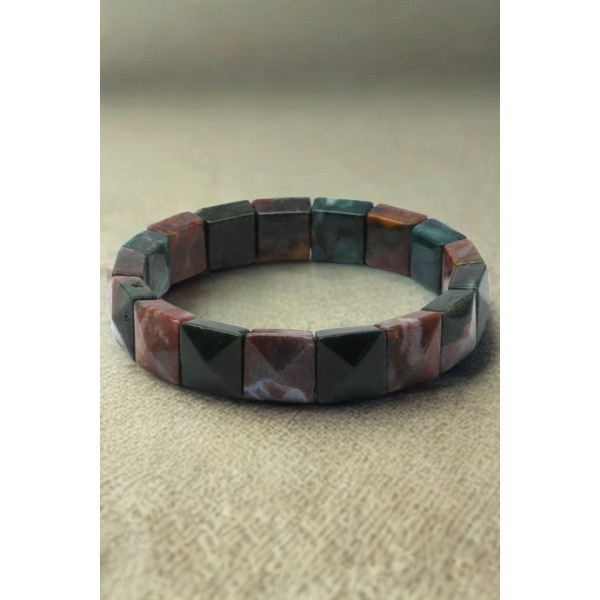 Hint Akik Doğal Taş Bileklik - 12x12 mm Özel Kare Kesim