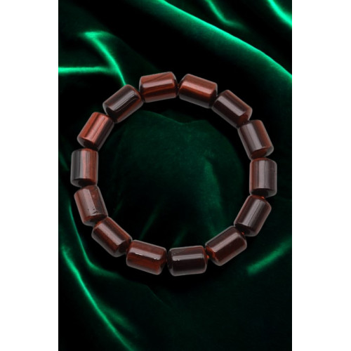 A Kalite Kırmızı Kaplan Gözü Doğal Taş Bileklik - 10 x 14 mm Silindir Kesim