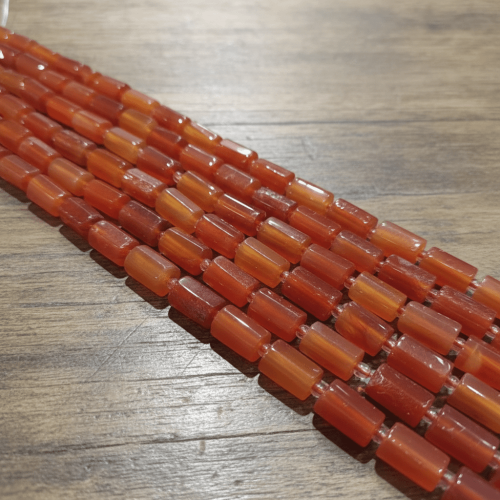 Doğal Akik Taşı Boru Kesim Dizi – 38 cm, 26-28 Taş, 10x7 mm