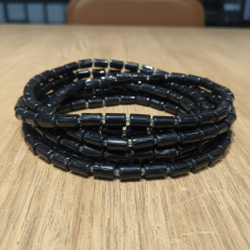 Doğal Oniks Taşı Boru Kesim Dizi – 38 cm, 26-28 Taş, 10x7 mm