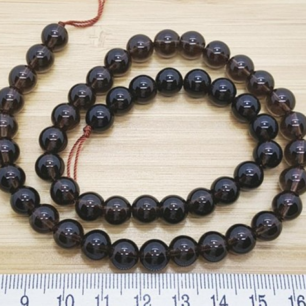 Doğal Dumanlı Kuvars 8 mm Küre Dizi Taş – Yaklaşık 47-48 Adet, Tekli Satış