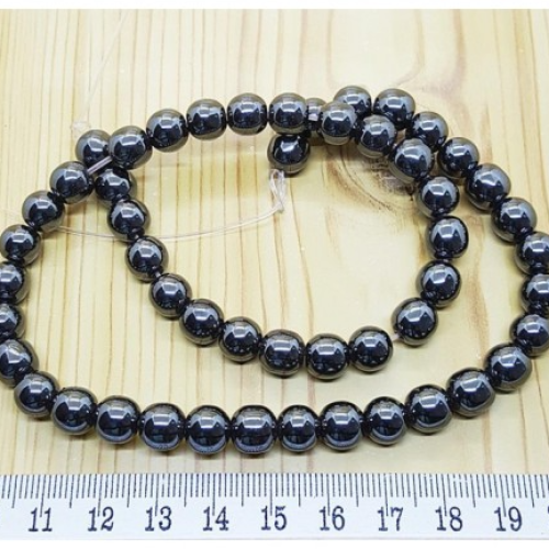 Doğal Hematit Taşı 7-8 mm Küre Dizi – Yaklaşık 47-48 Adet, Tekli Satış