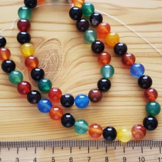 Doğal Karışık Akik Taşı 8 mm Küre Kesim Dizi 