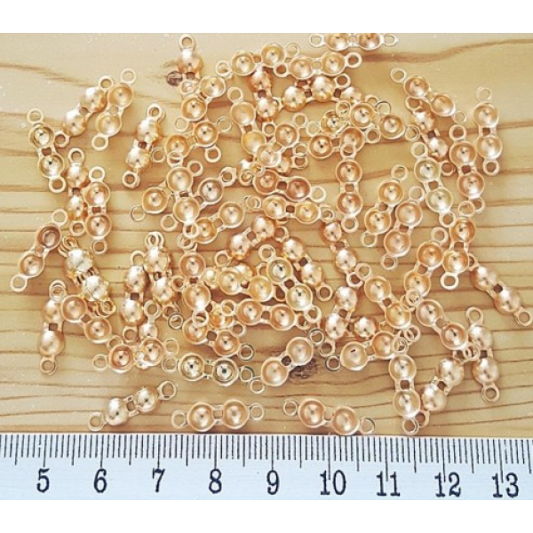 Altın Kaplama Pirinç Düğüm Kapama – Çift Halkalı Misina Ucu | Takı Yapımı İçin Yardımcı Malzeme