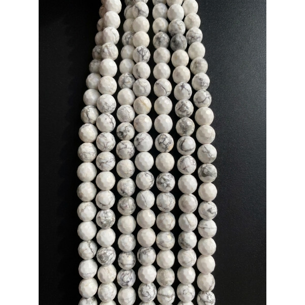Havlit Doğal Taş Dizi - 8 mm Fasetli Küre Kesim (1 Dizi ~38 cm)
