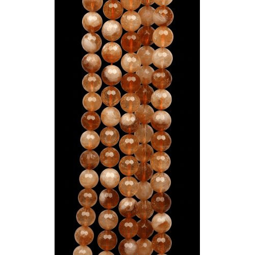 Sitrin Doğal Taş Dizi 12 mm Fasetli Küre Kesim – Takı Yapımı İçin Doğal Citrine Taşı (36-38 cm)