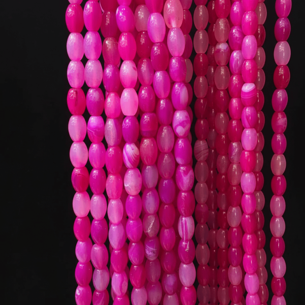 Doğal Akik Taşı Fuşya Fıçı Model Dizi 10x6 mm – Takı Yapımı İçin Doğal Taş Boncuk