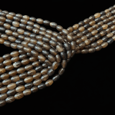 Alacalı Kahverengi Akik Taşı Doğal Taş Dizi - 10x6 mm Fıçı Kesim (35 cm)