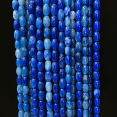 Mavi Akik Taşı Doğal Taş Dizi - 10x6 mm Fıçı Kesim (35 cm)