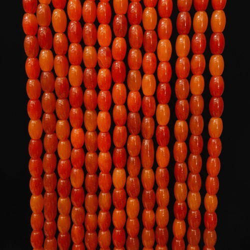 Turuncu Akik Taşı Doğal Taş Dizi - 10x6 mm Fıçı Kesim (35 cm)