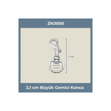 2,1 cm Nikel Büyük Gemici Kancası 7,7 cm Döner Başlıklı - 4 Adet