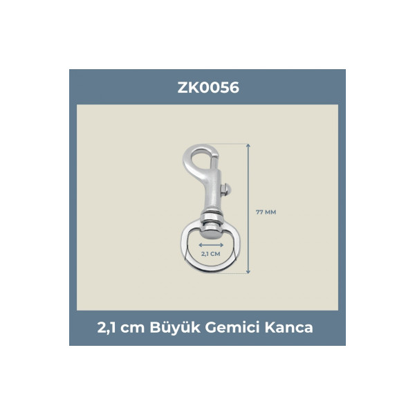 2,1 cm Nikel Büyük Gemici Kancası 7,7 cm Döner Başlıklı - 4 Adet 2,1 cm Nikel Büyük Gemici Kancası 7,7 cm Döner Başlıklı - 4 Adet