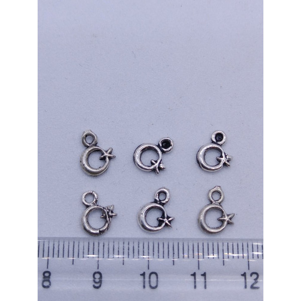 925 Ayar Gümüş Ay Yıldız Sallantı Malzemesi – Takı Yapımı İçin 1 Adet