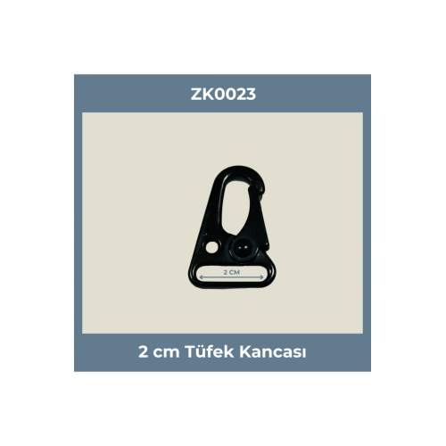 2 cm Siyah Boyalı Metal Tüfek Kancası – Profesyonel Tip Karabina