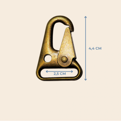 2,5 cm G3 Tüfek Kancası – Antik Sarı Metal Karabina (Minimum 10 Adet)