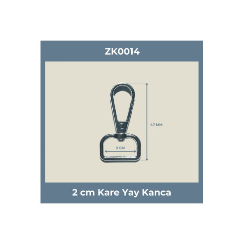 2 cm Kare Yay Kanca – Nikel Metal Anahtarlık ve Çanta Askı Aparatı | SERRAADA