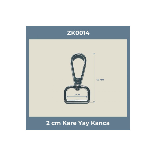 2 cm Kare Yay Kanca – Nikel Metal Anahtarlık ve Çanta Askı Aparatı | SERRAADA