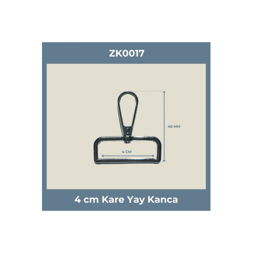 4 cm Kare Yay Kanca Nikel – Metal Çanta Askı ve Anahtarlık Aparatı