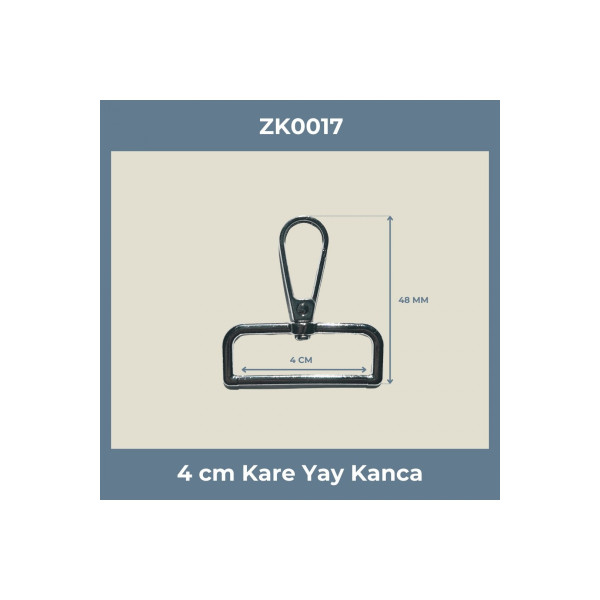 4 cm Kare Yay Kanca Nikel – Metal Çanta Askı ve Anahtarlık Aparatı