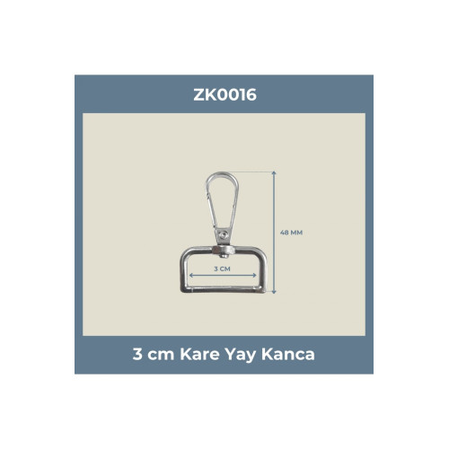 3 cm Kare Yay Kanca Nikel – Metal Çanta Askı ve Anahtarlık Aparatı