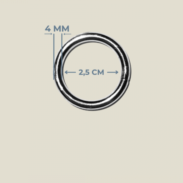 2,5 cm Yuvarlak Metal Halka - 4 mm Kaynaklı, Gümüş Renk (50 Adet)
