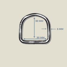 30x30 mm D Kaynaklı Metal Halka (5 mm Kalınlık) – Metal Renk