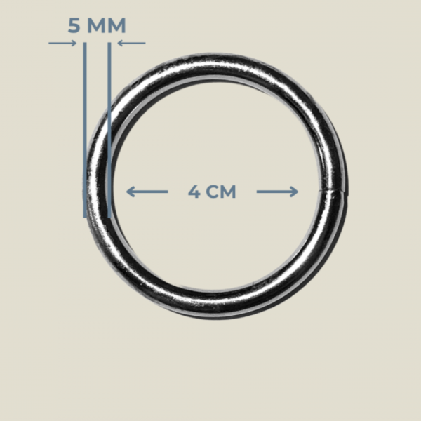 4 cm Yuvarlak Kaynaklı Metal Halka (5 mm Kalınlık) – Metal Renk