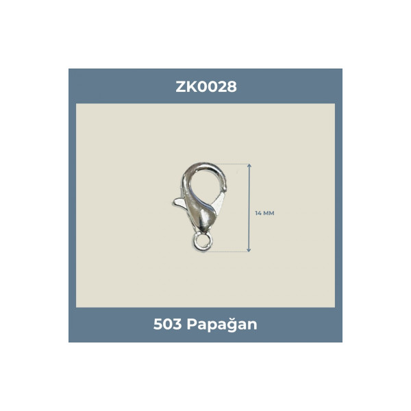 14 MM Papağan Kanca Nikel – Metal Takı ve Anahtarlık Kilidi Aparatı (Min. 500 Adet)